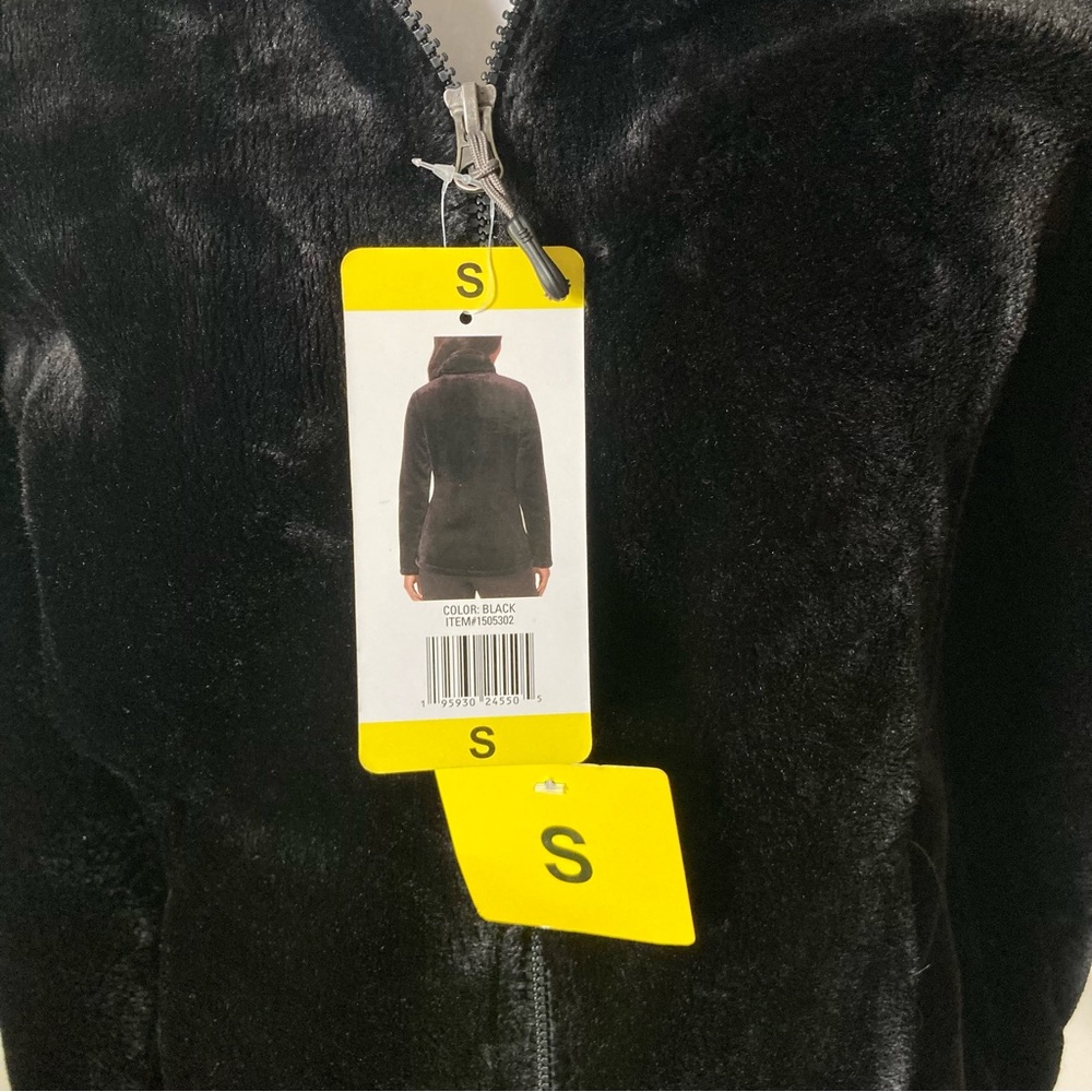 32 Degrees Heat Black Faux Fur Collared Light Jacket size Small - Picture 5 of 7